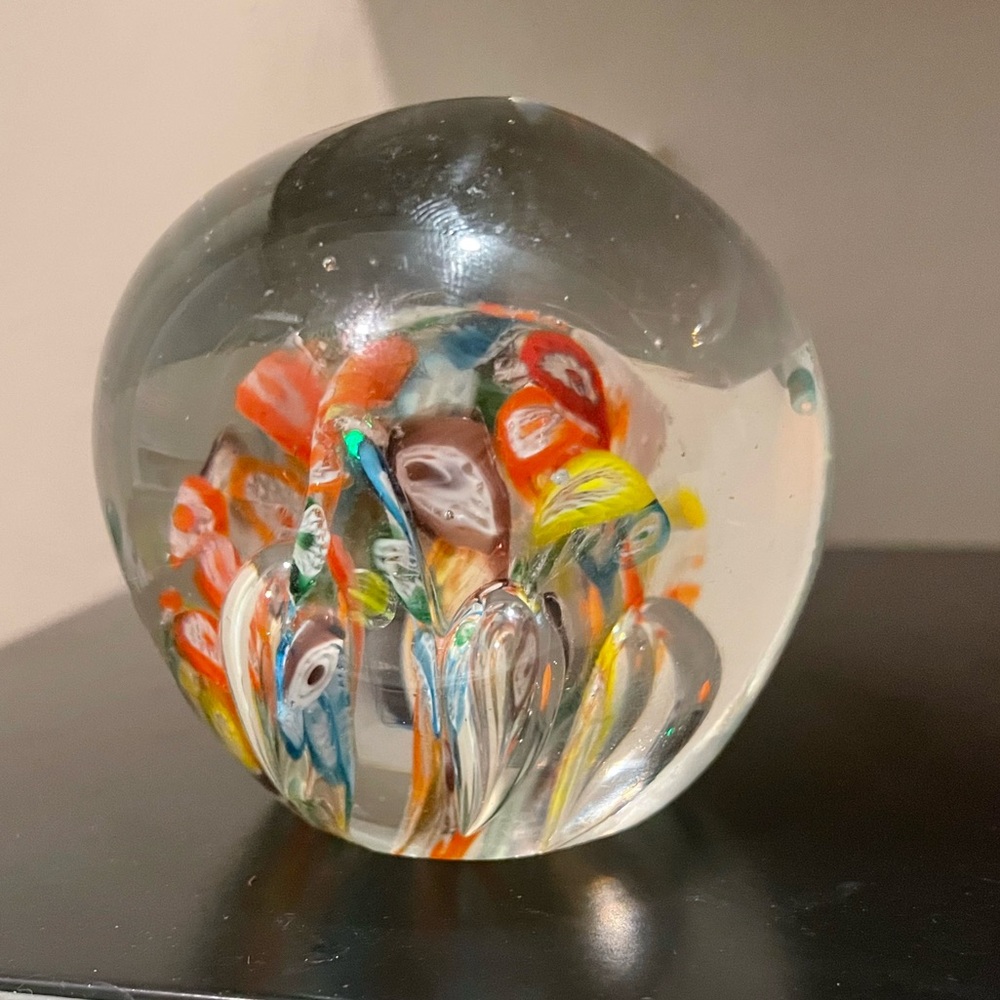 Vintage Art Glass Paperweight Murano Millefiori Style